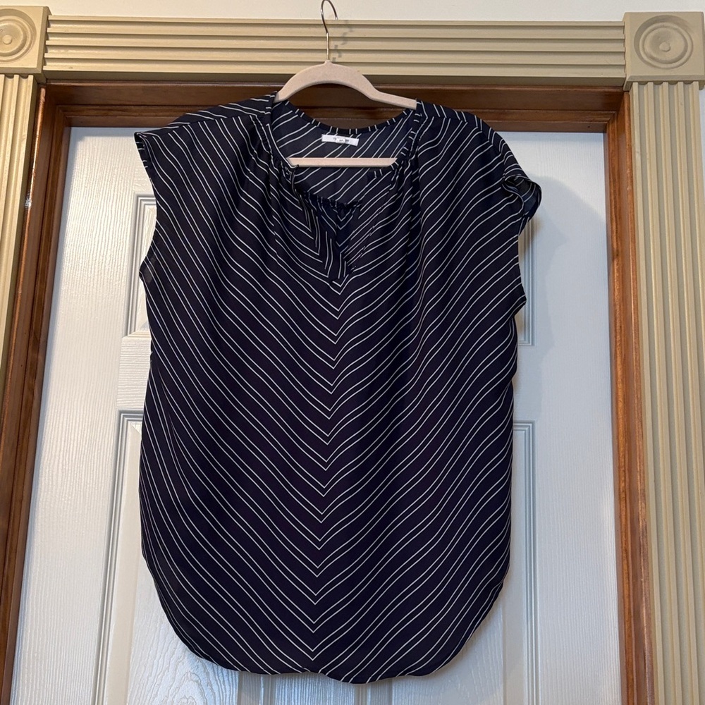 Maurices Navy and White Chevron Blouse